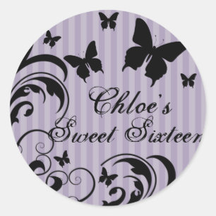 Lila- und Schwarzschmetterling Sweet 16 Sticker