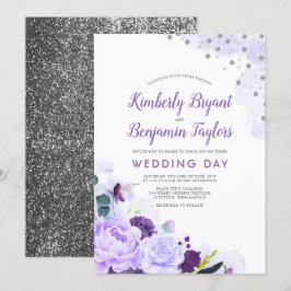 Lila und silber | Hochzeitsblumenwasser Einladung
