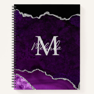 Lila und Silber Marmor Achat Notizbuch