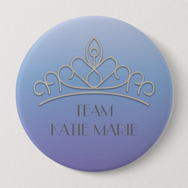 Lila und Silber Pageant Tiara Unterstützung / Team Button (Vorderseite)