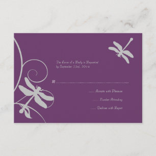 Lila und Silberdrachenhochzeit RSVP Karte
