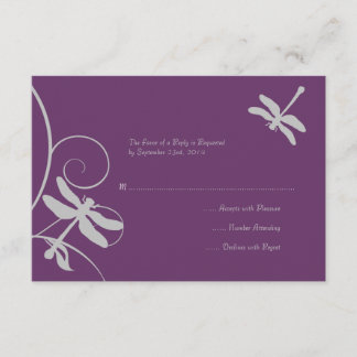 Lila und Silberdrachenhochzeit RSVP Karte