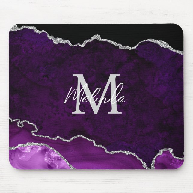 Lila und silberer Marmorschlauch Mousepad (Vorne)