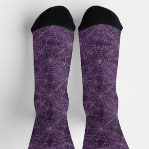 Lila und silberes Spiderweb-Gothic-Muster Socken