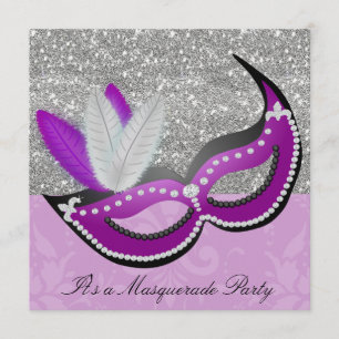 Lila- und Silbermasquerade Party Venezianisch Mask Einladung