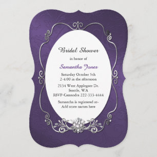 Lila und silberne Brautparty-Einladung Einladung
