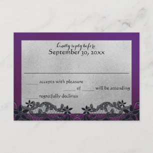 Lila und silberne Reaktion RSVP Karte