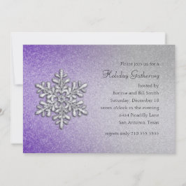 Lila und Silberne Snowflake-Feier Einladung
