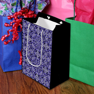 Lila und silberne Spitzenmuster Mittlere Geschenktüte