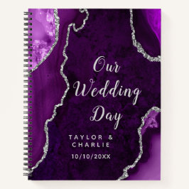 Lila und Silberner Achat Hochzeitsplaner Notizbuch