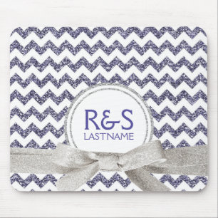 Lila und silberner Glitzer-Blick-personalisierte Mousepad