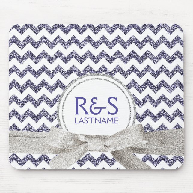 Lila und silberner Glitzer-Blick-personalisierte Mousepad (Vorne)