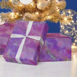 Lila und silbernes Marmormuster Geschenkpapier