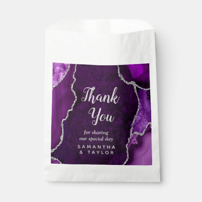 Lila und Silver Agate Wedding Vielen Dank Geschenktütchen (Vorderseite)
