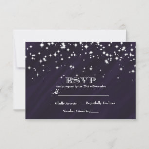 Lila und sparkle Sterne Eleganter Glamour RSVP Kar Karte