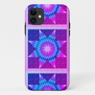 Lila und Türkis Lone Star Quilt Design Case-Mate iPhone Hülle