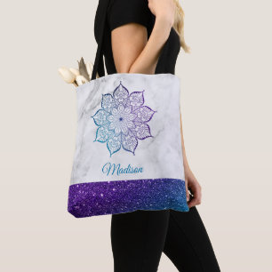 Lila und Türkis Ombre-Faux-Glitter-Mandala auf Mar