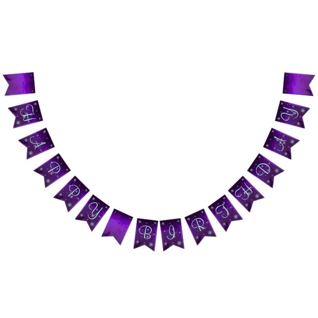 Lila und türkisfarben Fairy Birthday Wimpelkette (Alle)