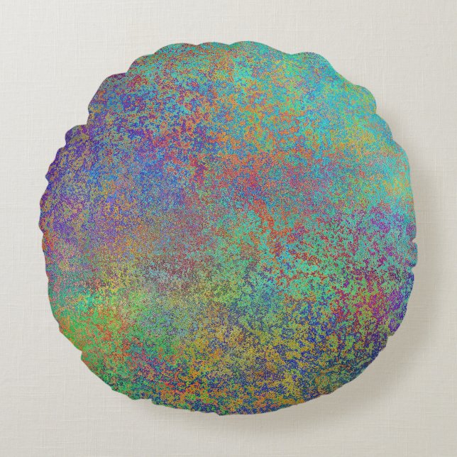 Lila und türkisfarben rundes kissen (Vorderseite)