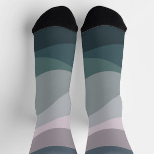 Lila und türkisfarbene Retro-Wellendekoration Socken