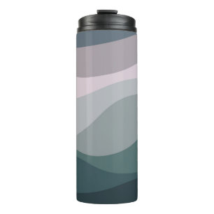 Lila und türkisfarbene Retro-Wellendekoration Thermosbecher