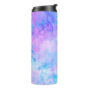 Lila und türkisfarbene Wasserfarben Thermosbecher