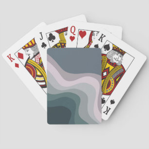 Lila und türkisfarbene Wellen im Retrostil Spielkarten