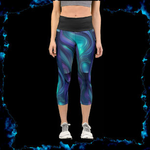 Lila und türkisfarbenes Hochgebirge Capri Leggings