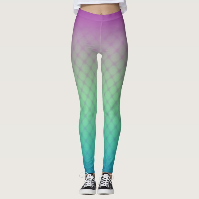 Lila und Türkisfishnet-Muster Leggings (Vorderseite)