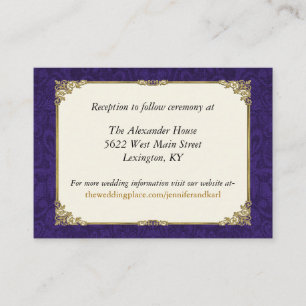 Lila und Vintage Gold-Hochzeitkarte Begleitkarte