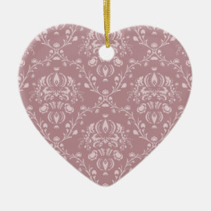 Lila und Weiß Damast Keramik Ornament