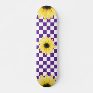 lila und weiß Gelb- und Sonnenblumen Skateboard