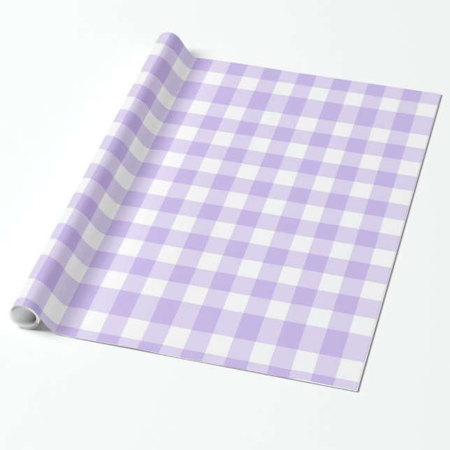 Lila und Weiß Gingham-Muster Landhausstil Geschenkpapier (Ungerollt)