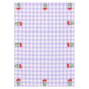 Lila und Weiß Gingham-Muster und Tulpen Tischdecke