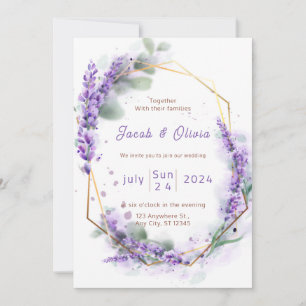 Lila und weiß mit Lavender Wreath Wedding Invi Einladung