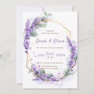 Lila und weiß mit Lavender Wreath Wedding Invi Einladung