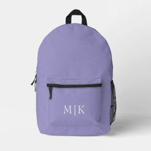 Lila und Weiß Modernes Monogramm Bedruckter Rucksack