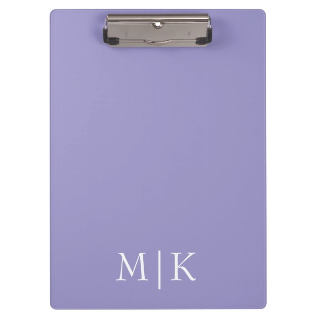 Lila und Weiß | Modernes Monogramm Klemmbrett (Vorderseite)