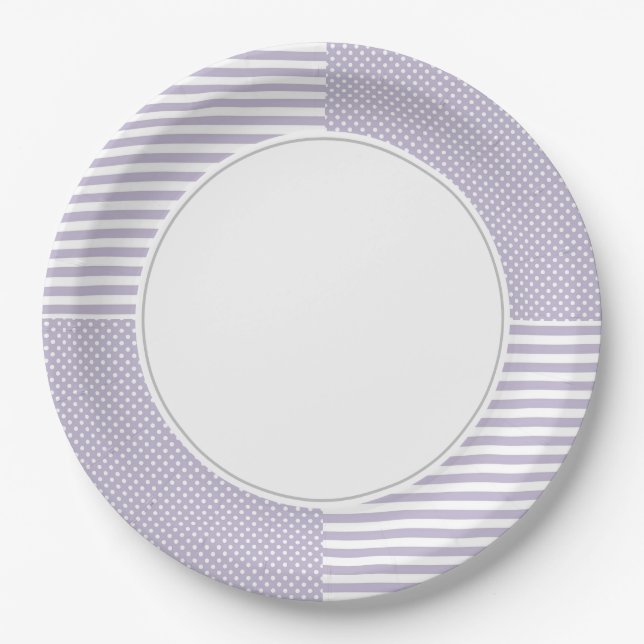 Lila und weiß pappteller (Vorderseite)