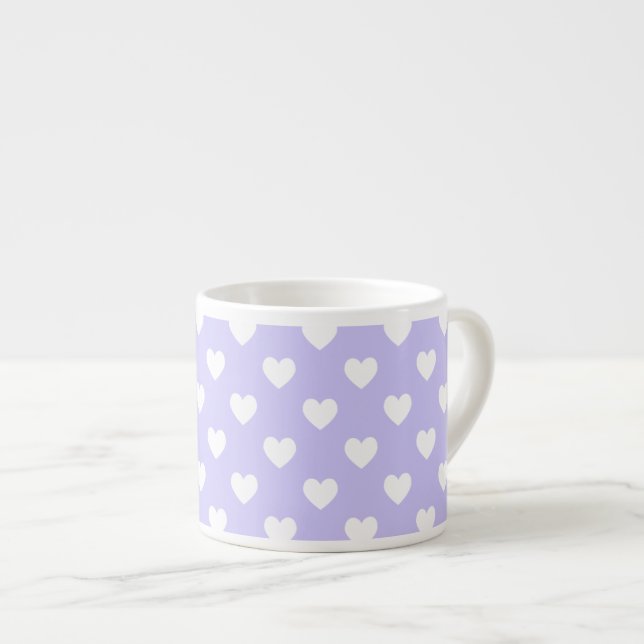Lila und weiß Polka Dot Hearts Espressotasse (Vorderseite Rechts)