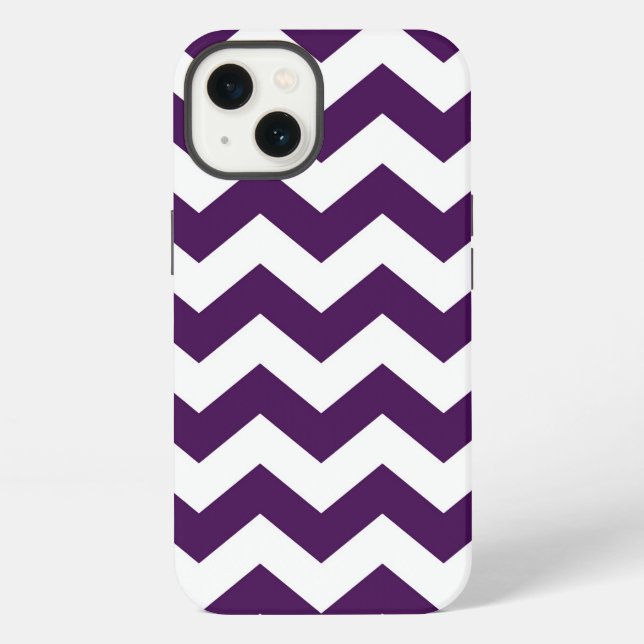 Lila und weiß Zigzag iPhone Hülle (Rückseite)