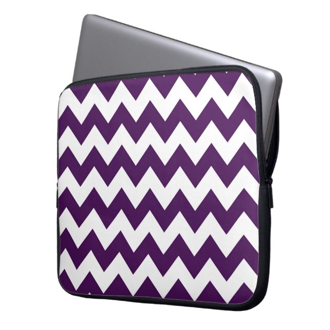 Lila und weiß Zigzag Laptopschutzhülle (Vorderseite Links)