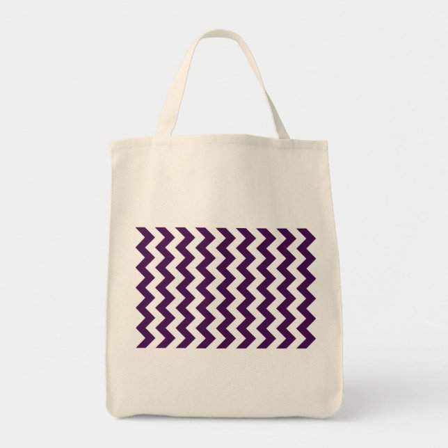 Lila und weiß Zigzag Tragetasche (Vorne)