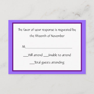 Lila und weiße Antwortkarte für alle Einsatzzwecke RSVP Karte