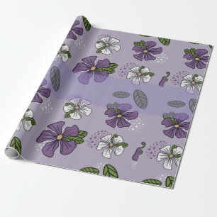 lila und weiße Blume Geschenkpapier