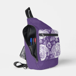 LILA UND WEISSE BLUME MIT PLUMHAND CROSSBODY BAG