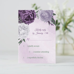 lila und weiße Blumen RSVP Karte