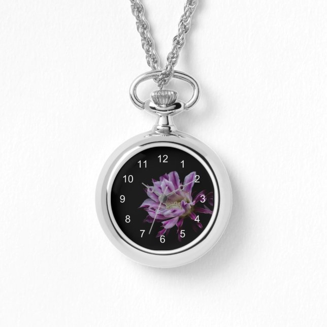 Lila und weiße Blüte Armbanduhr (Vorderseite)