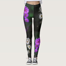 Lila und weiße Blüten Leggings