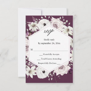 Lila und weiße Blüten ni Mahlzeit UAWG VER - Lila RSVP Karte